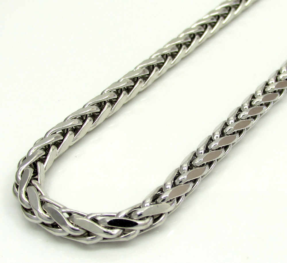 14k white gold medium hollow wheat franco chain 16-30 inch 4mm