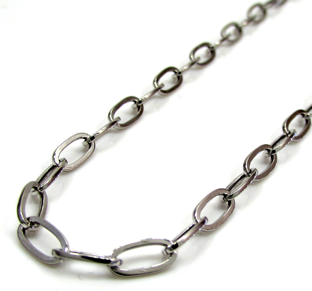 14k white gold fancy hollow oval box chain 16-30 inch 3.5mm