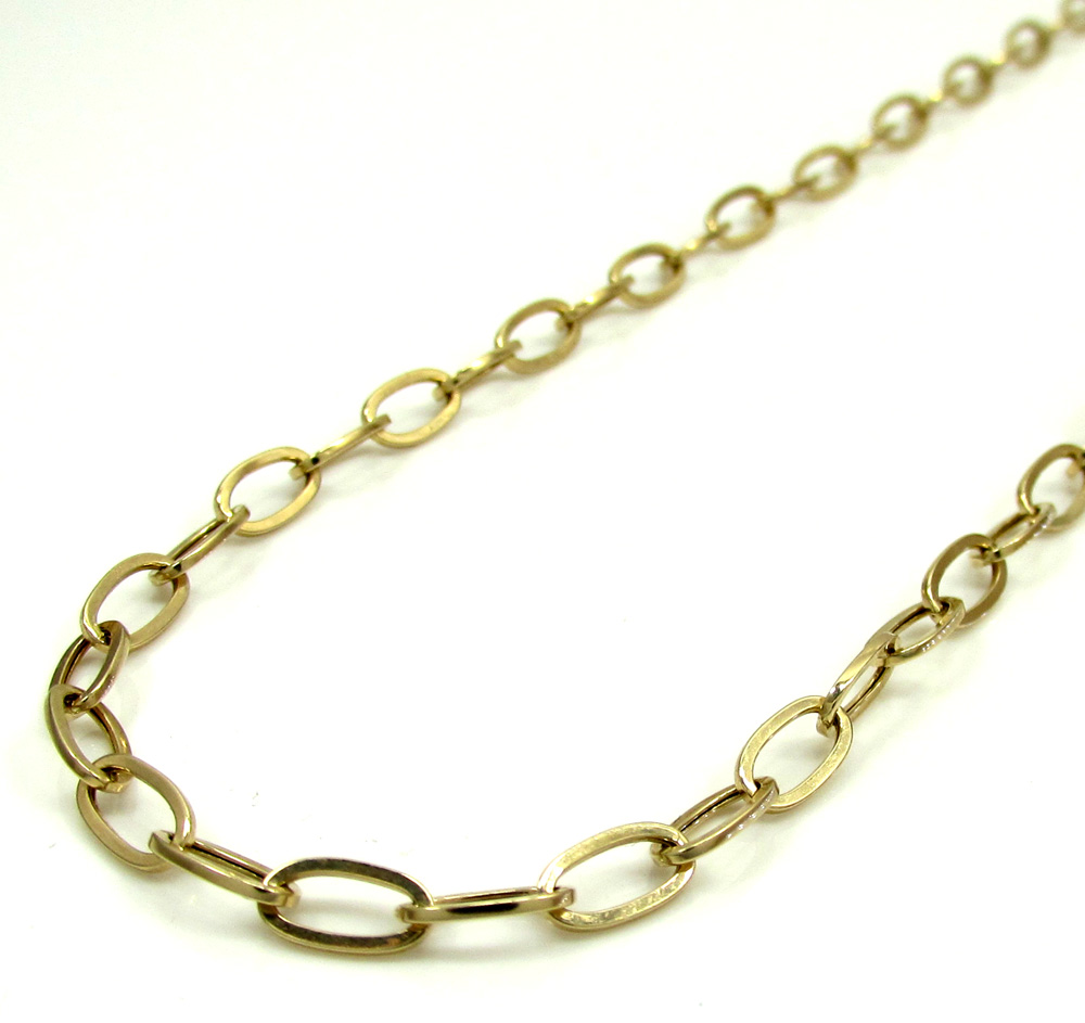 14k yellow gold fancy hollow oval box chain 16-30 inch 4mm