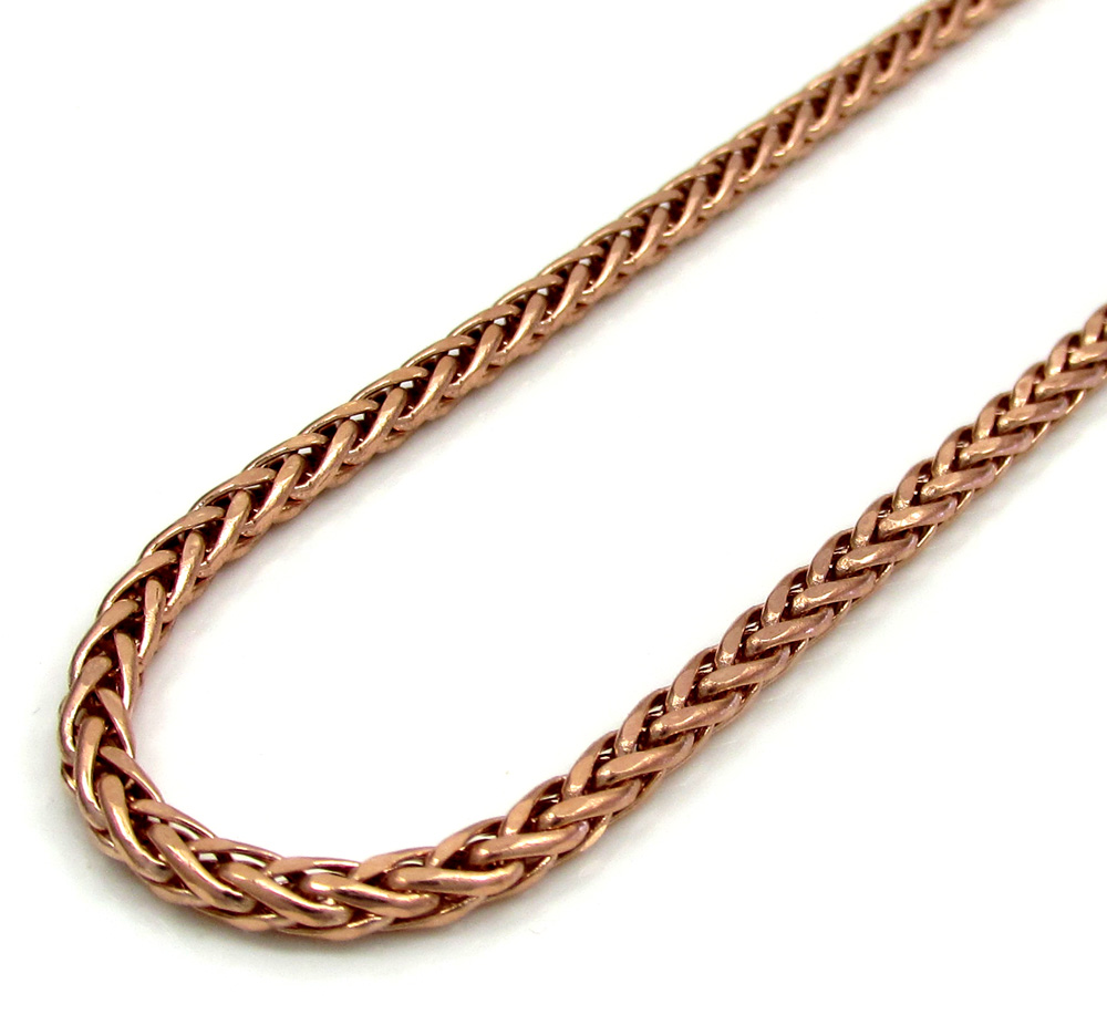 14k rose gold skinny hollow wheat franco chain 16-24 inch 2.5mm