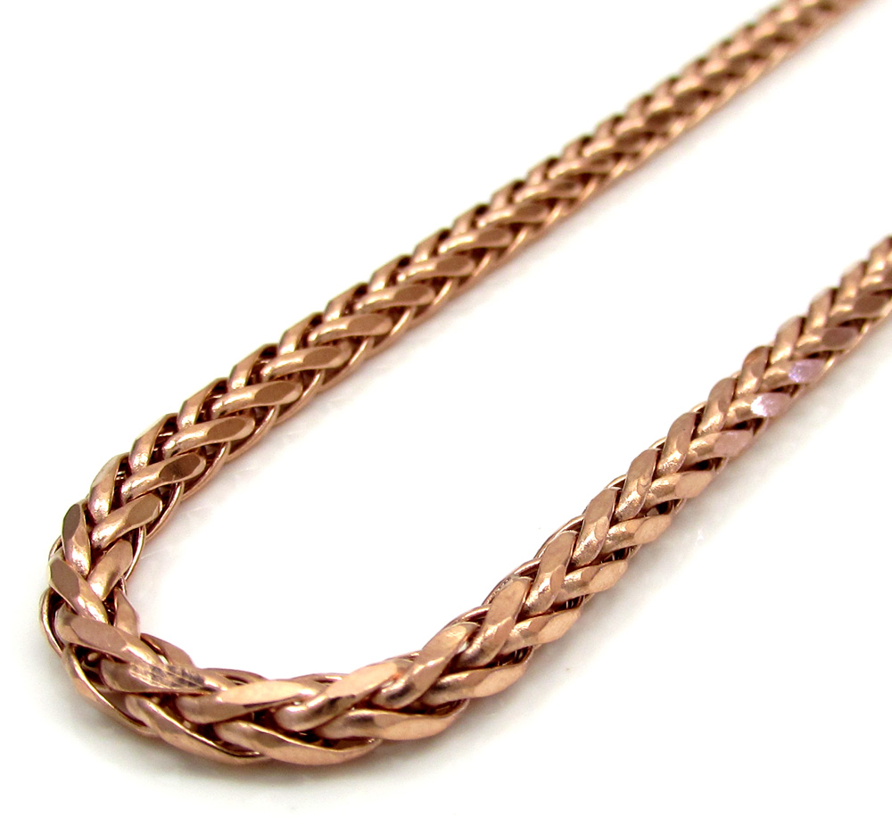 14k rose gold hollow wheat franco chain 16-24 inch 3.5mm