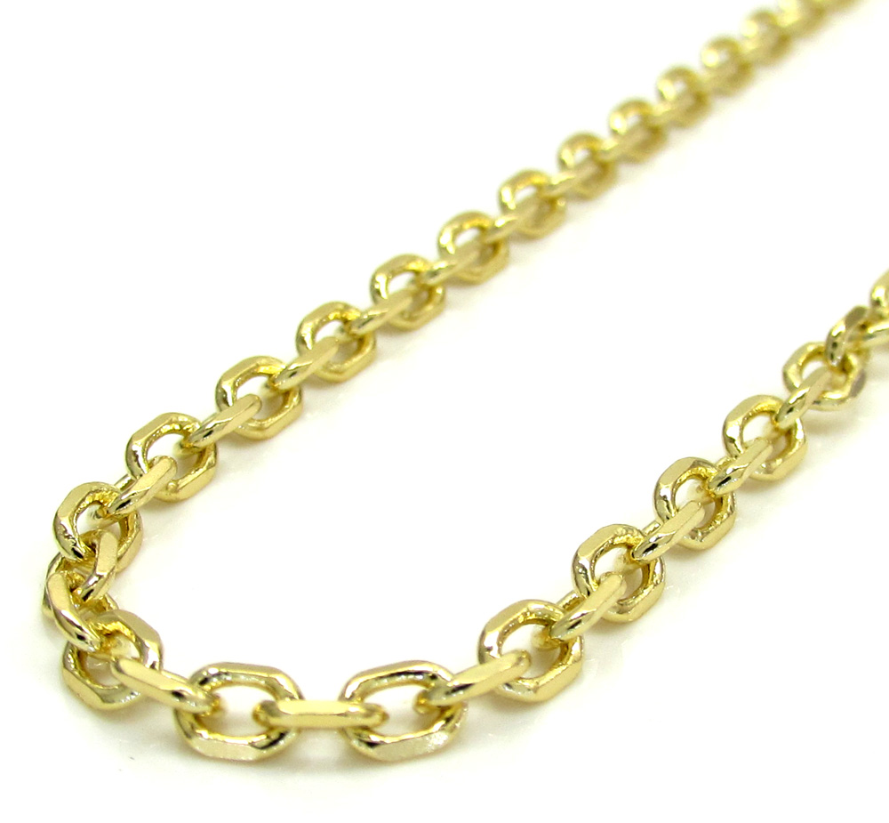 14k yellow gold skinny solid tight link cable chain 18-30 inch 2.5mm