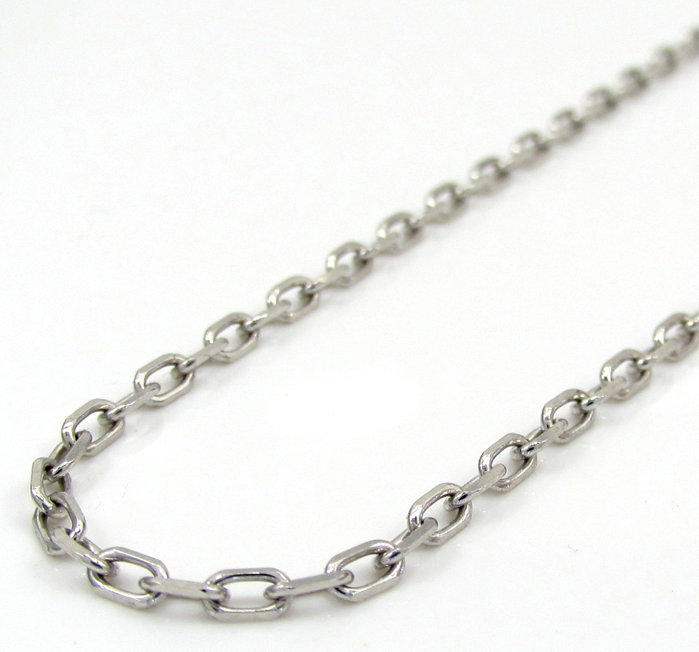 14k white gold super skinny solid elongated cable chain 16-24 inch 2.2mm