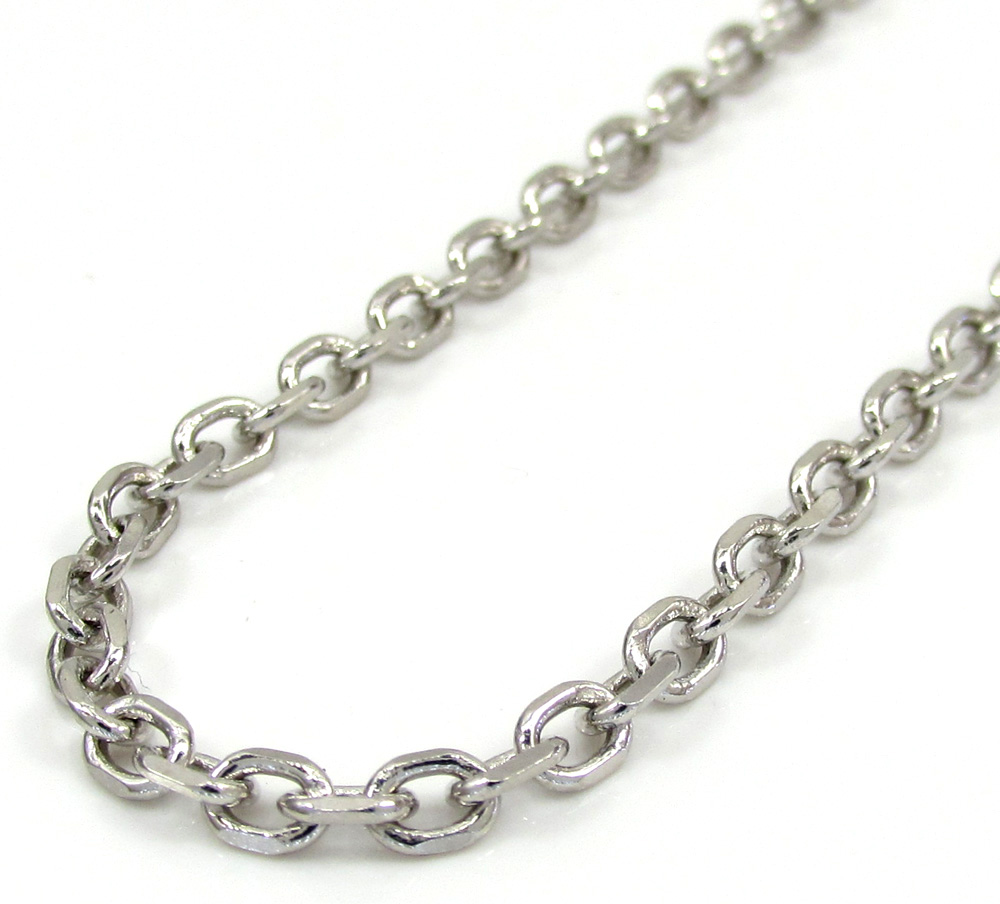 14k white gold medium solid cable chain 18-30 inch 3mm