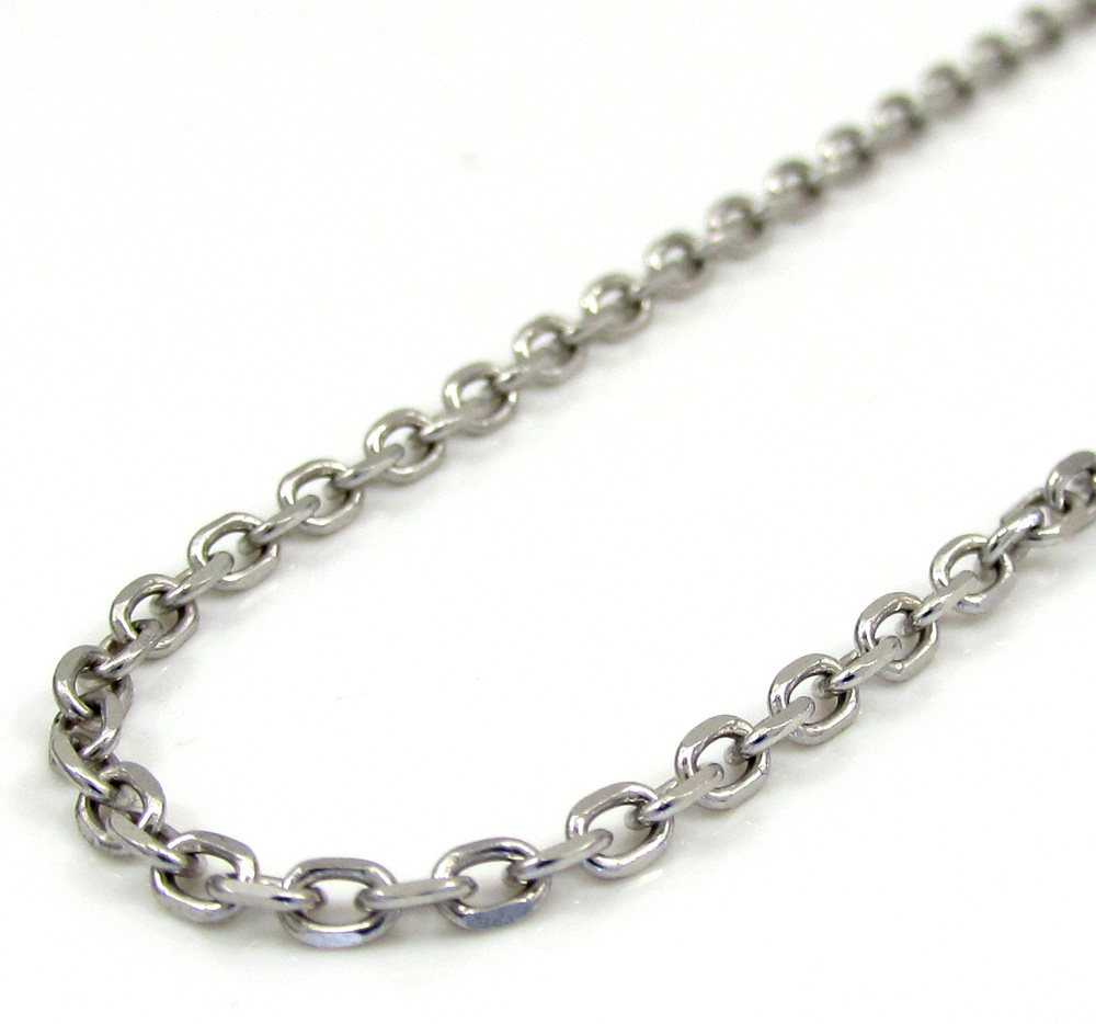 14k white gold super skinny solid cable chain 16-24 inch 2.0mm
