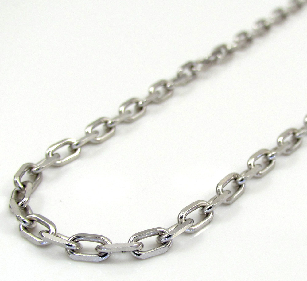 14k white gold skinny solid elongated cable chain 16-30 inch 2.7mm