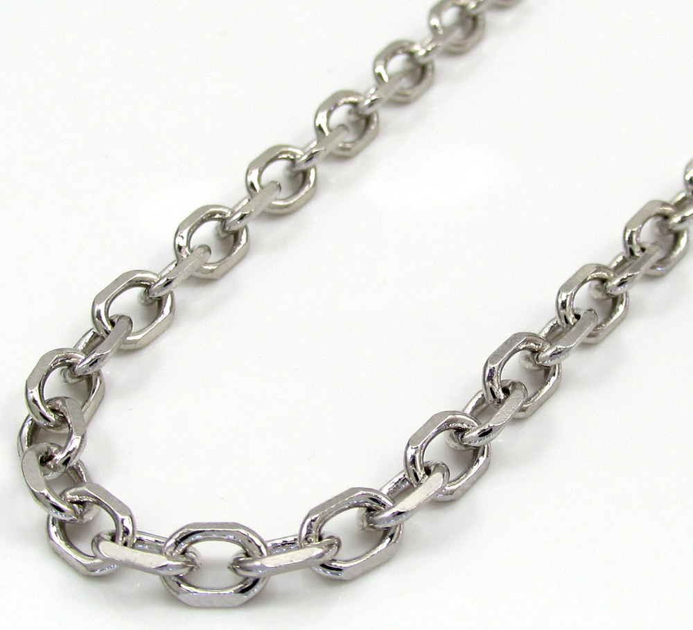 14k white gold solid cable chain 18-30 inch 3.5mm
