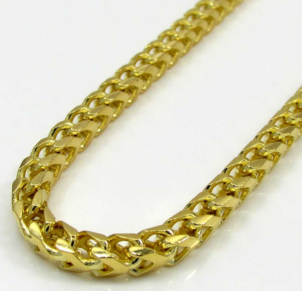 10k solid yellow gold tight link medium franco chain 20-30 inch 3.7mm