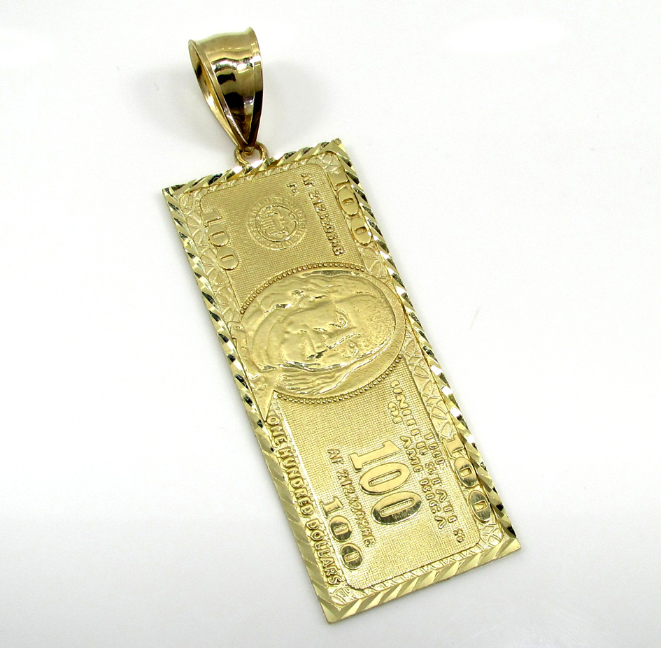 10k yellow gold medium hundred dollar bill plate 