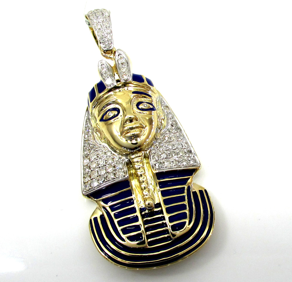 10k yellow gold pharaoh sphinx pyramid pendant .63ct