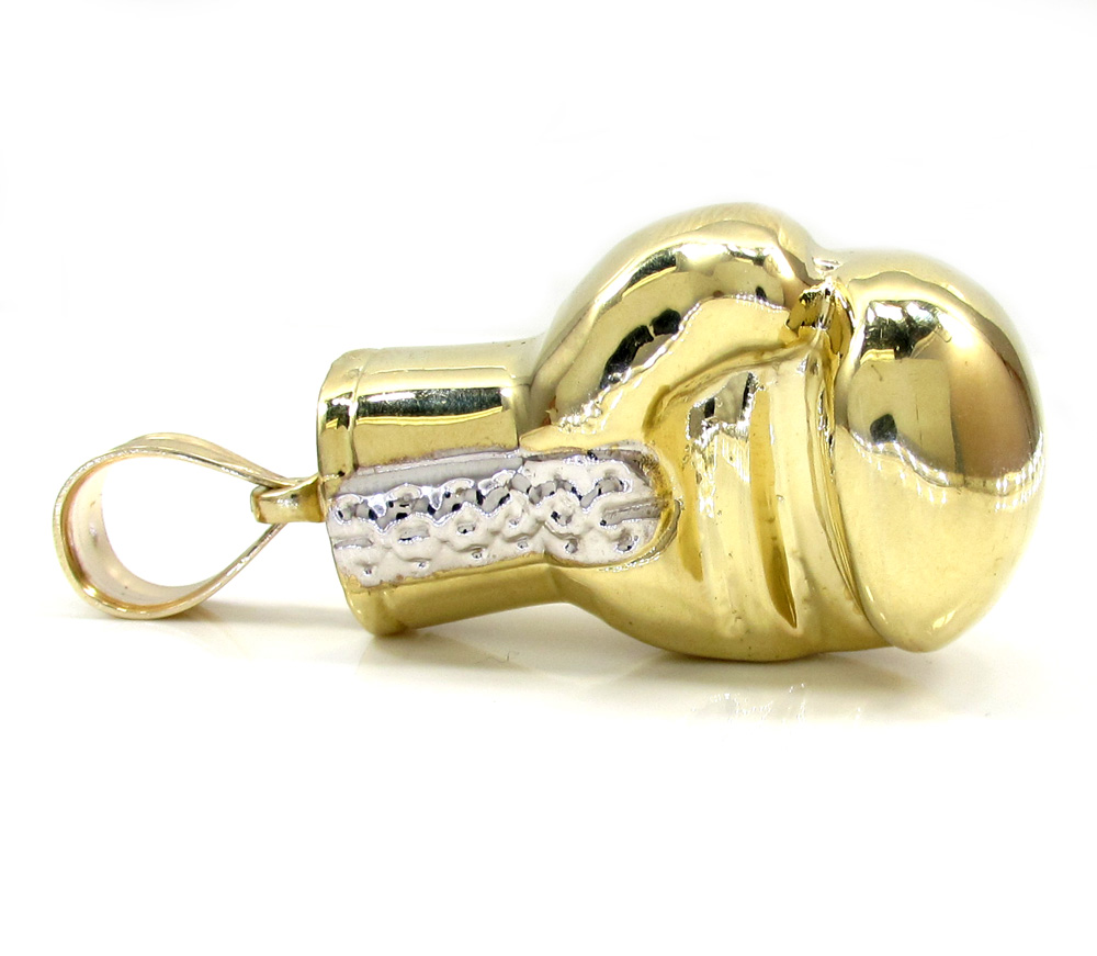 10k yellow gold two tone small boxing glove pendant 