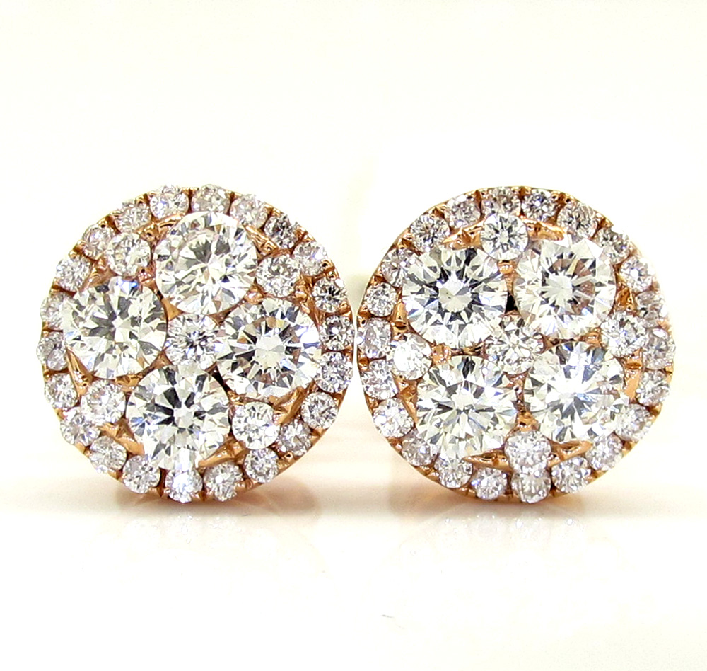18k rose gold fancy diamond cluster earrings 0.95ct