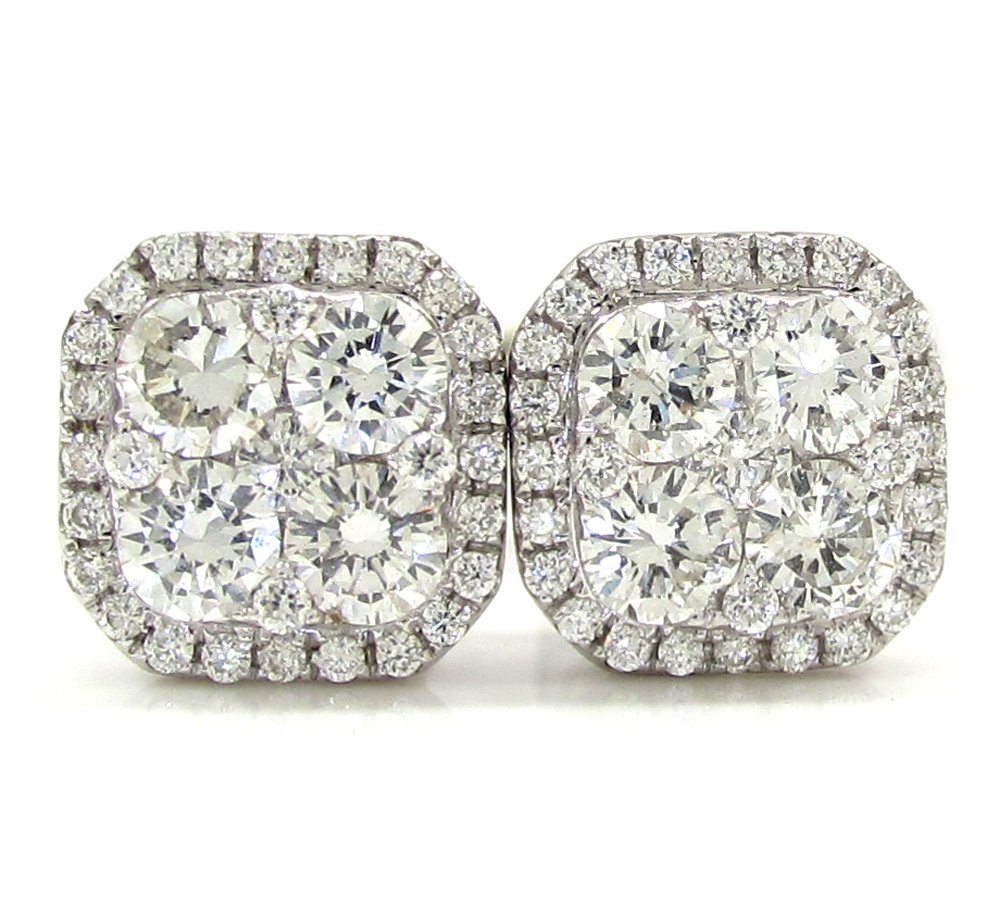 18k white gold fancy diamond cluster earrings 1.21ct