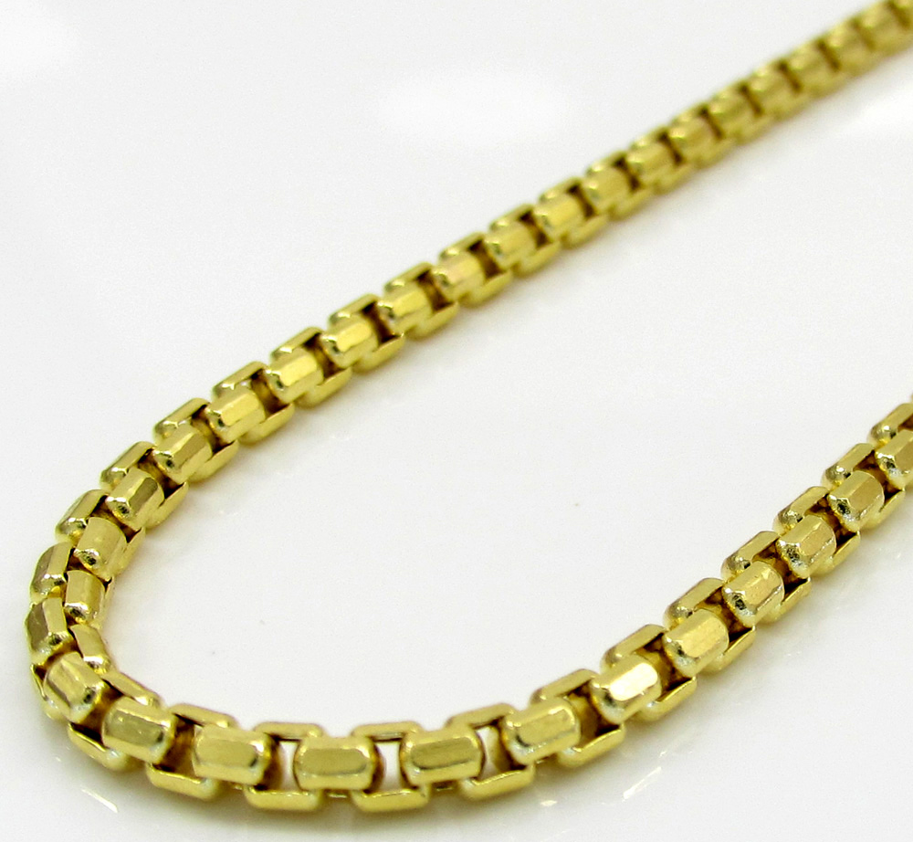 10k Yellow Gold Diamond Cut Hexagon Box Chain 18-24 Inch