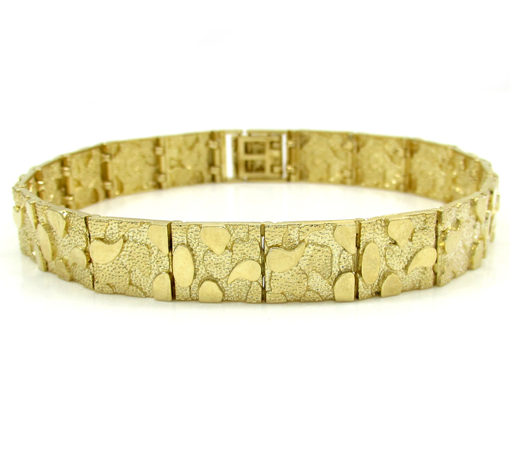10k yellow gold small nugget bracelet 8.50 inch 