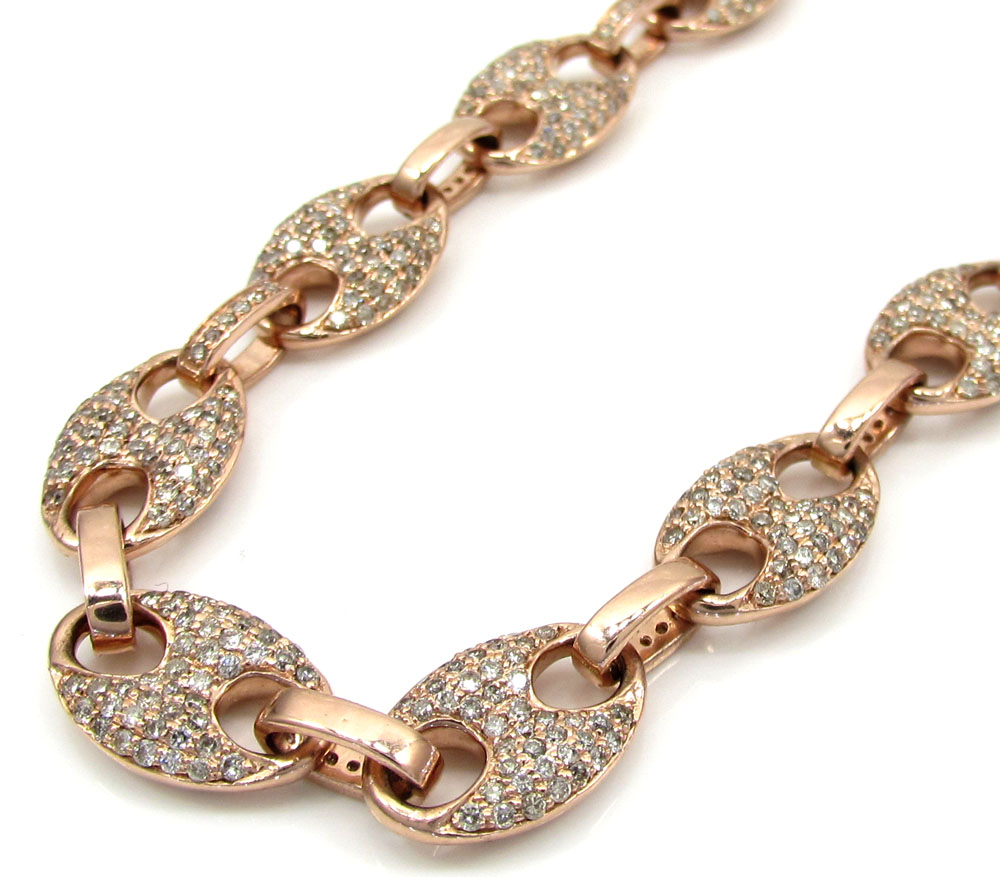 14k solid rose gold champagne diamonds gucci puff chain 24
