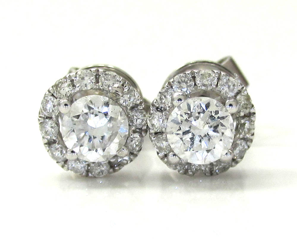 14k white gold diamond cluster earrings 0.75ct