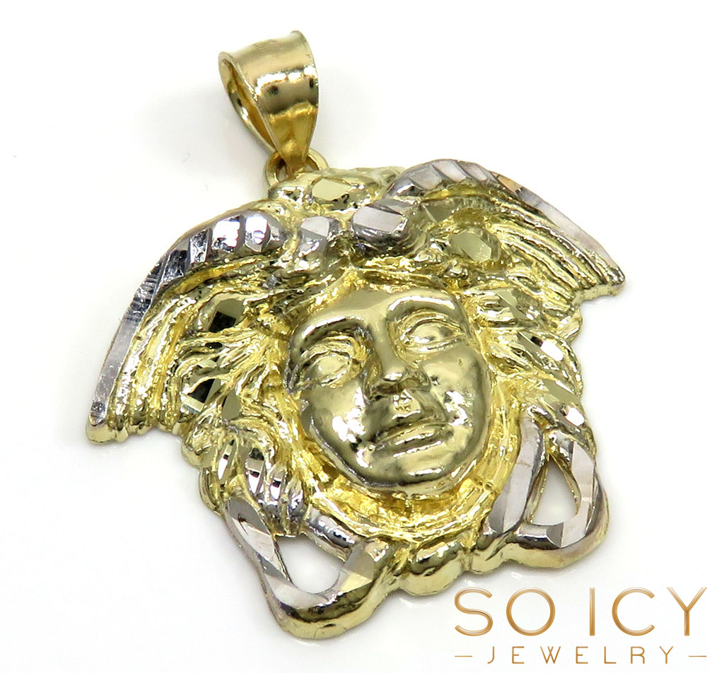 10k two tone gold small medusa head pendant