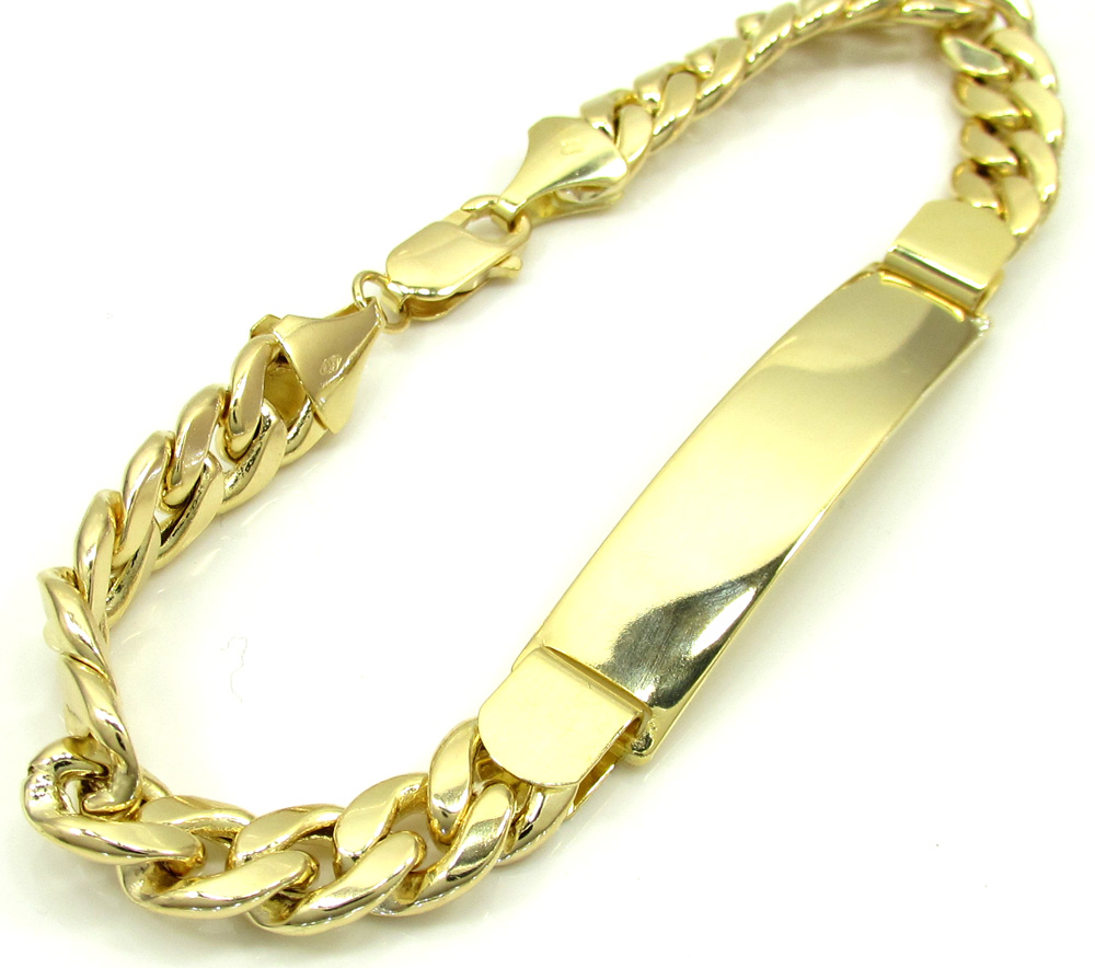 10k yellow gold miami id bracelet 8.50 inch 8mm 