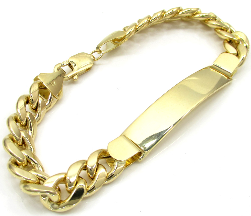  10k yellow gold miami id bracelet 8.50 inch 9.20mm 