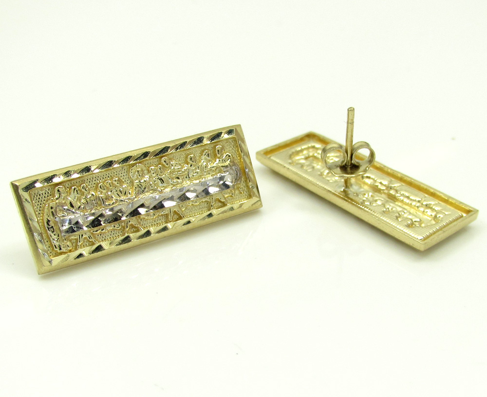 10k yellow gold two tone jesus apostles last supper earrings