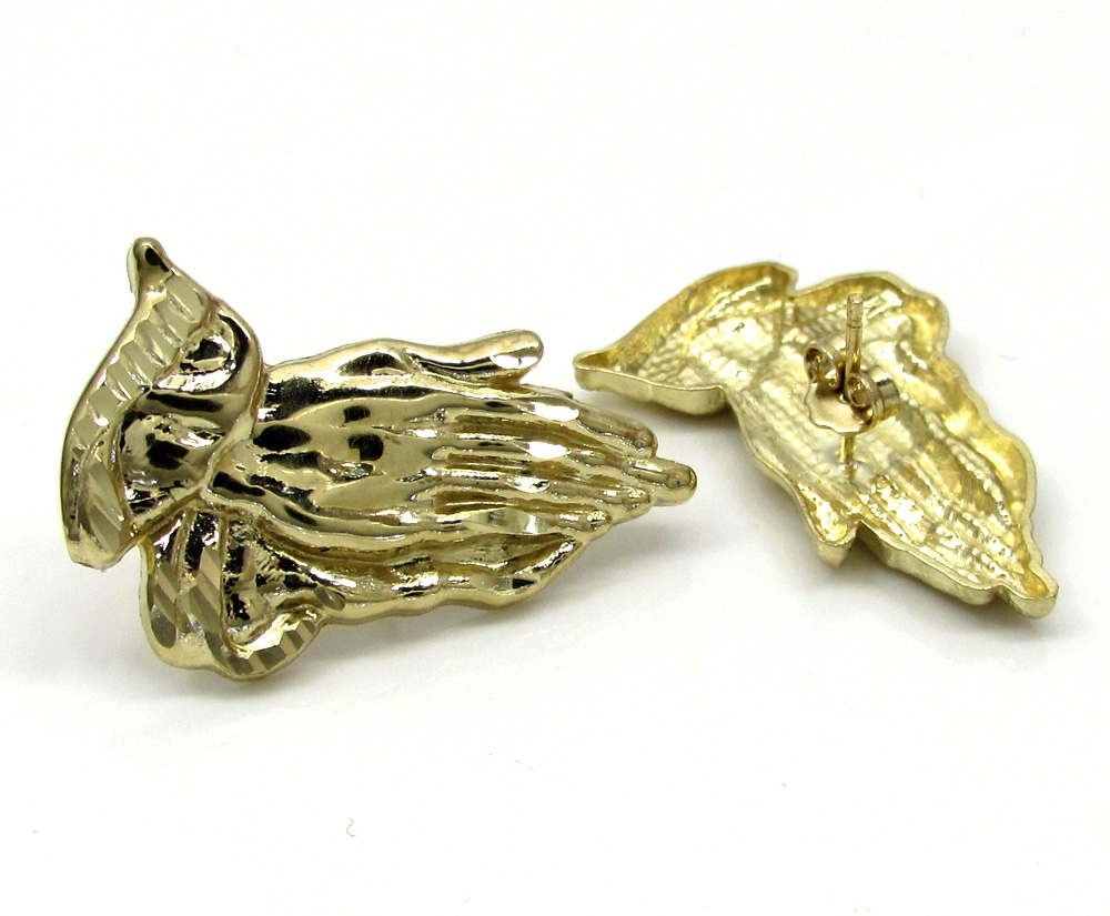 10k yellow gold small praying hand earrings