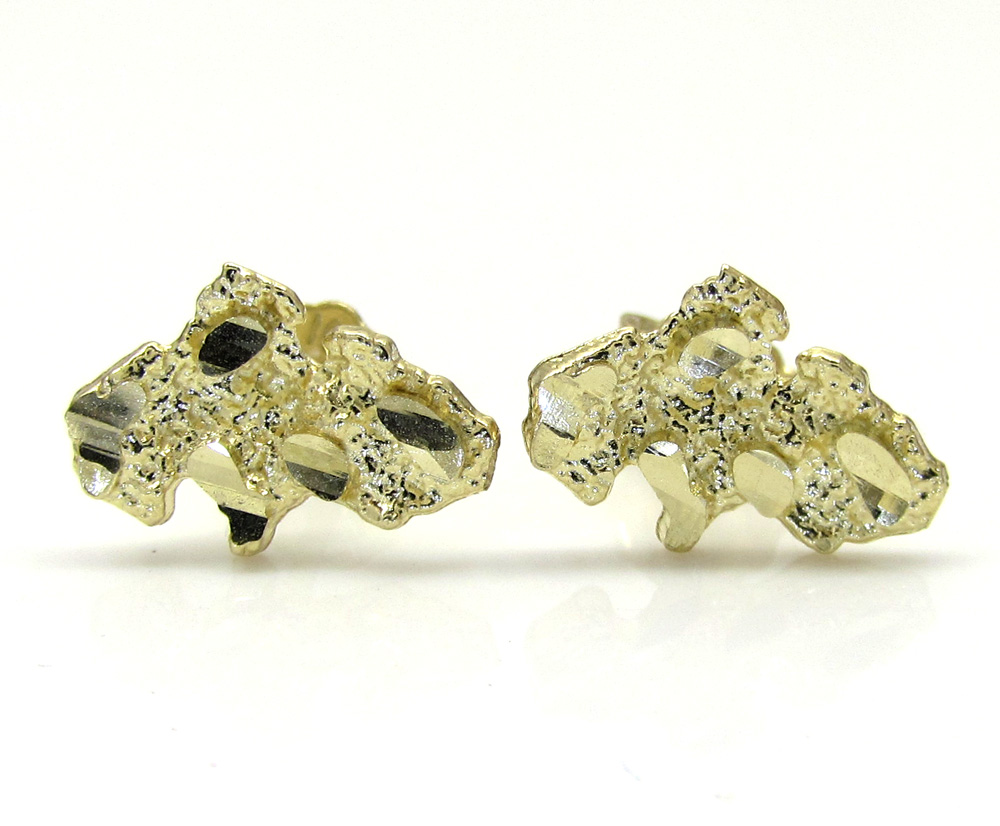 Gold diamond cut nugget earrings Clearance