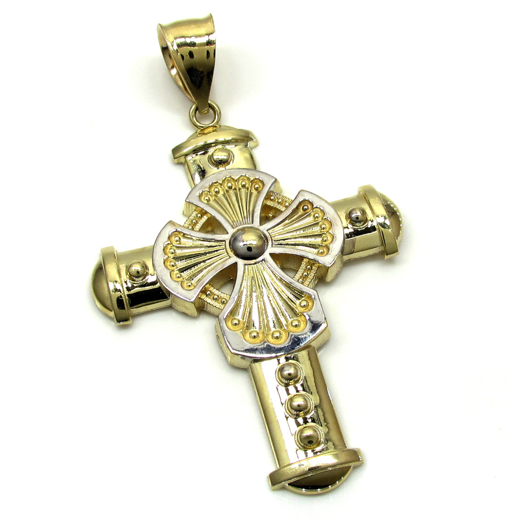 10k yellow gold medieval cross