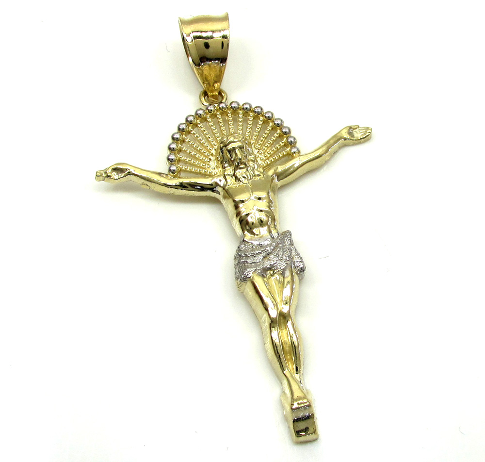 10k yellow gold hanging jesus large cross