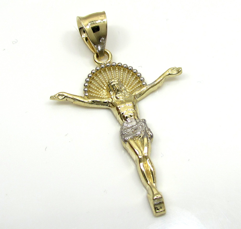 10k yellow gold hanging jesus medium cross