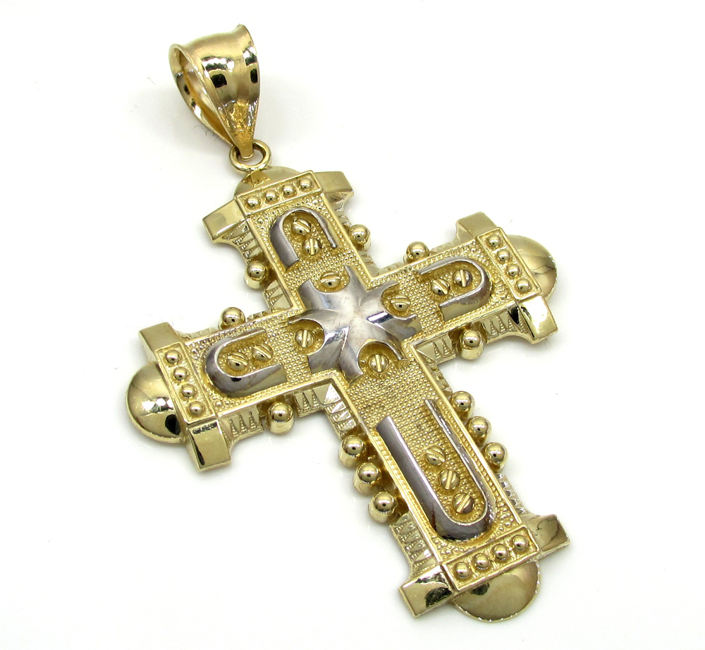 10k yellow gold fancy medieval cross