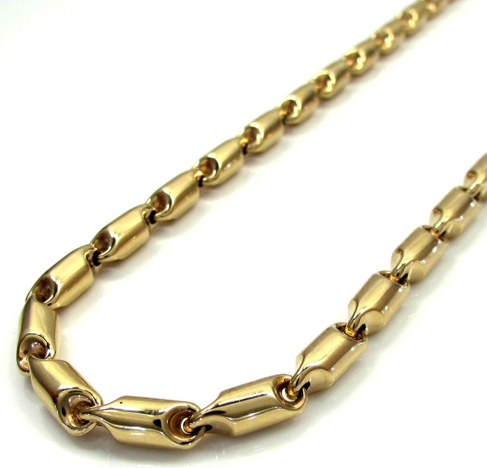 14k yellow gold hollow bullet link chain 24 inch 4.5mm