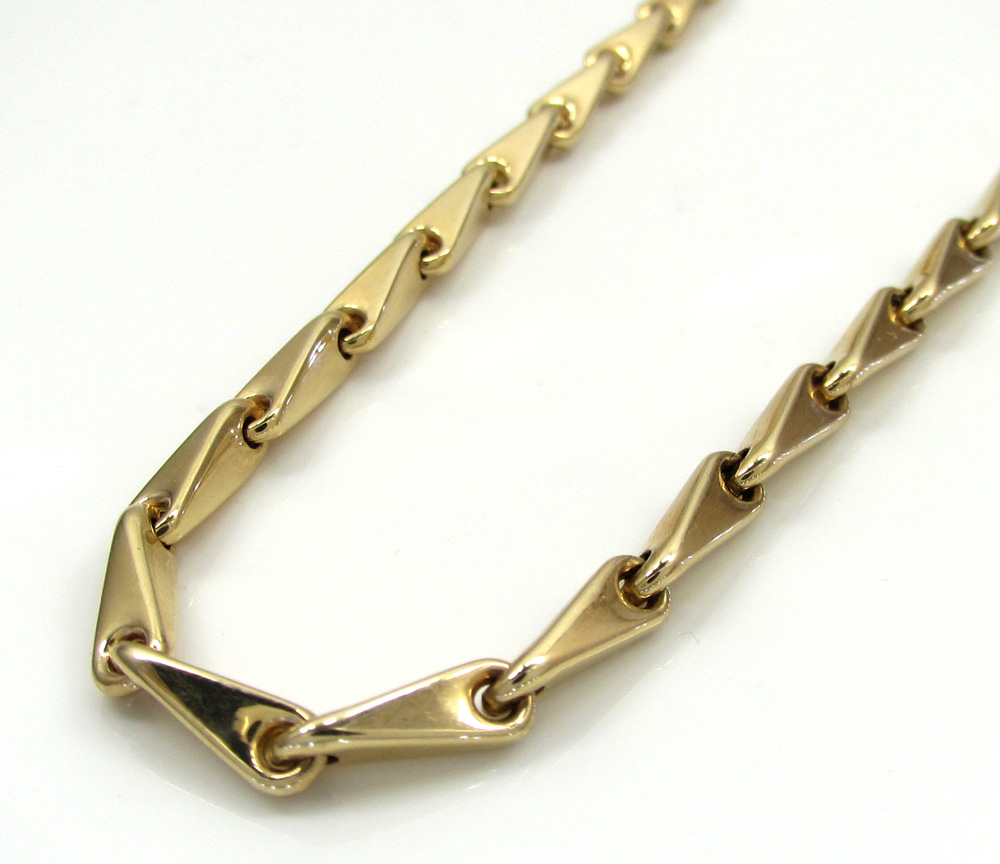 14k yellow gold hollow bullet link chain 26 inch 3.7mm