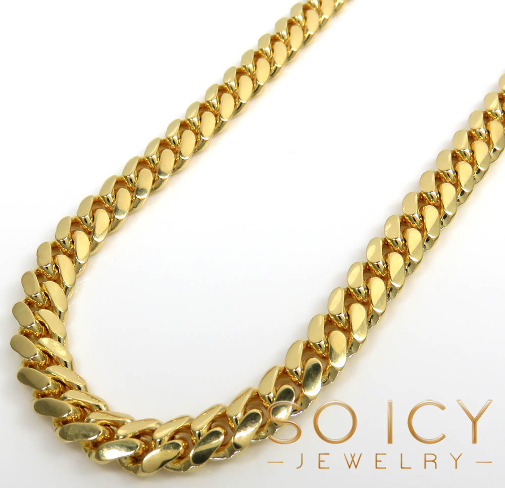 14k yellow gold solid miami link chain 18-26
