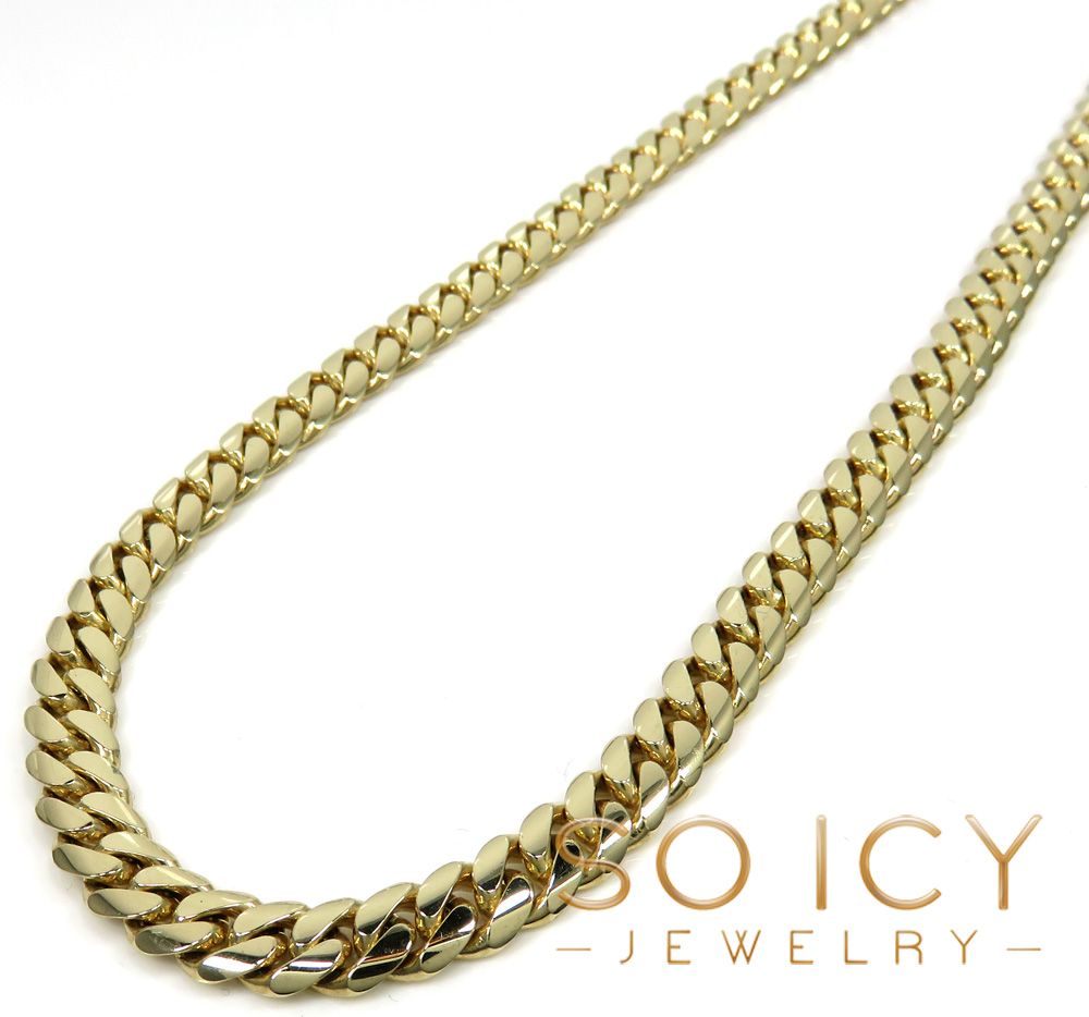 14k yellow gold solid miami link chain 18-32 inch 7mm