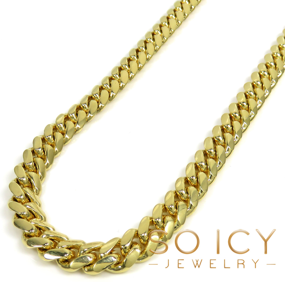 14k yellow gold solid miami link chain 18-32 inch 8.5mm