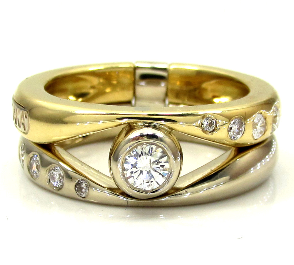 Baraka 18k two tone gold diamond band 0.38ct