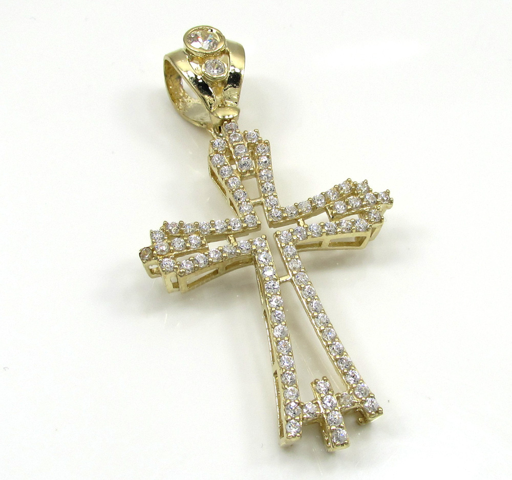 10k yellow gold small cz fancy cross 2.00ct