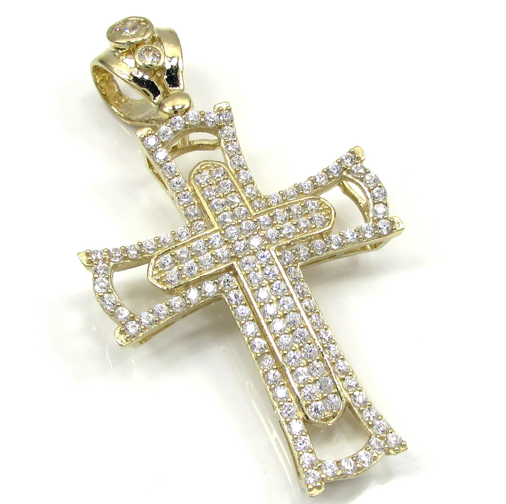 10k yellow gold small double cross 2.00ct