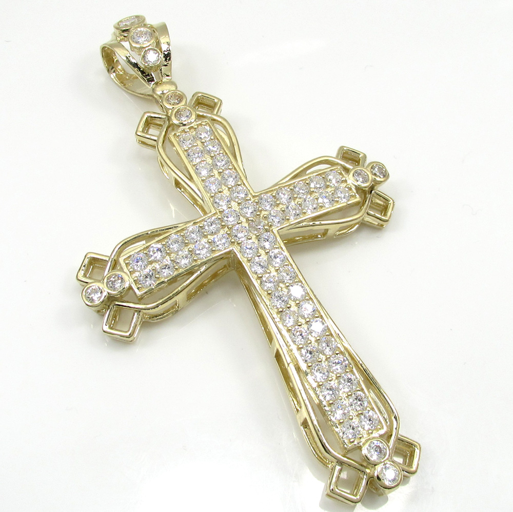 10k yellow gold large fancy cross 4.00ct