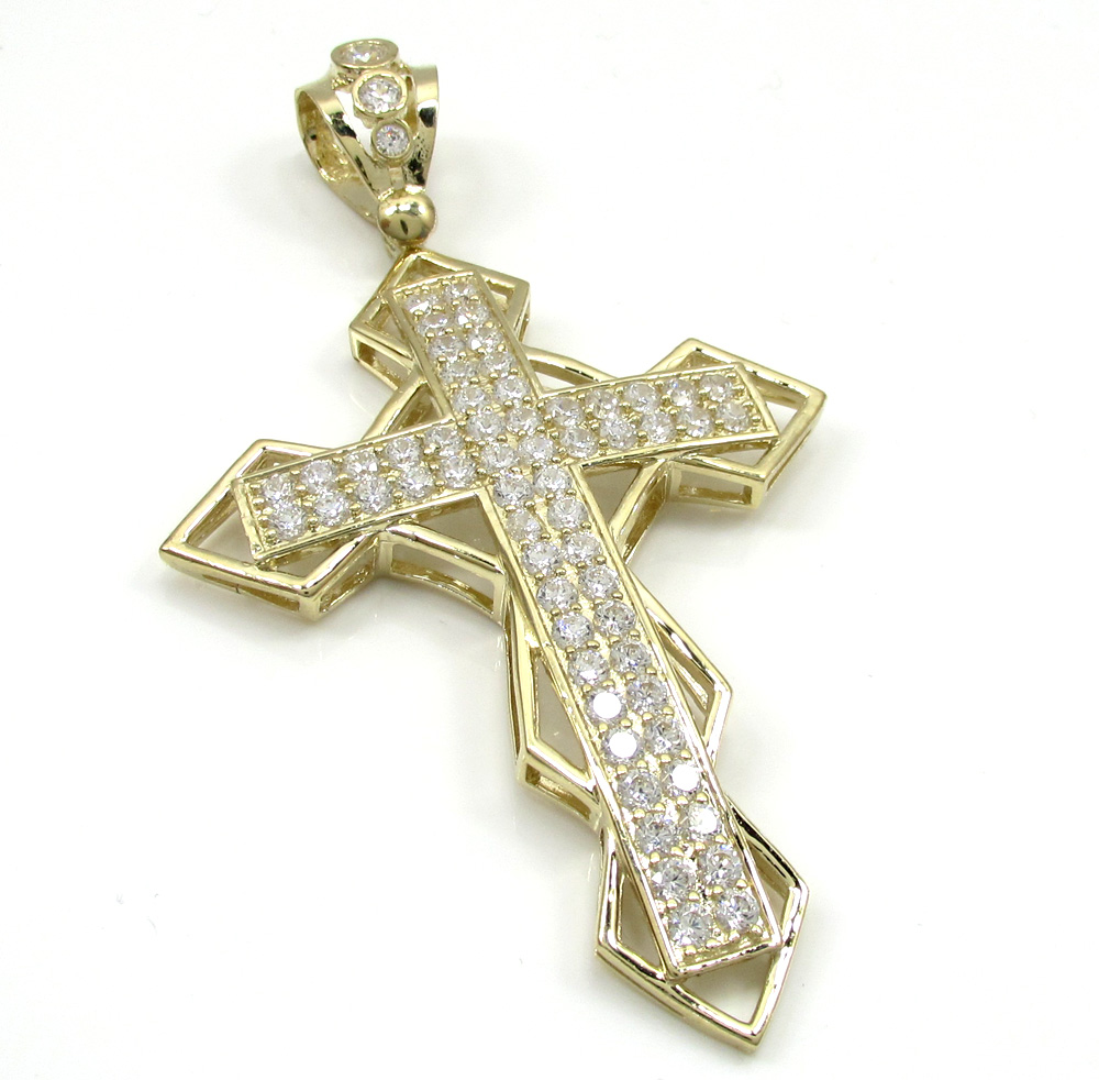 Buy 10k Yellow Gold Large Diamond 3d Jesus Cross 2.50ct Online at SO ...