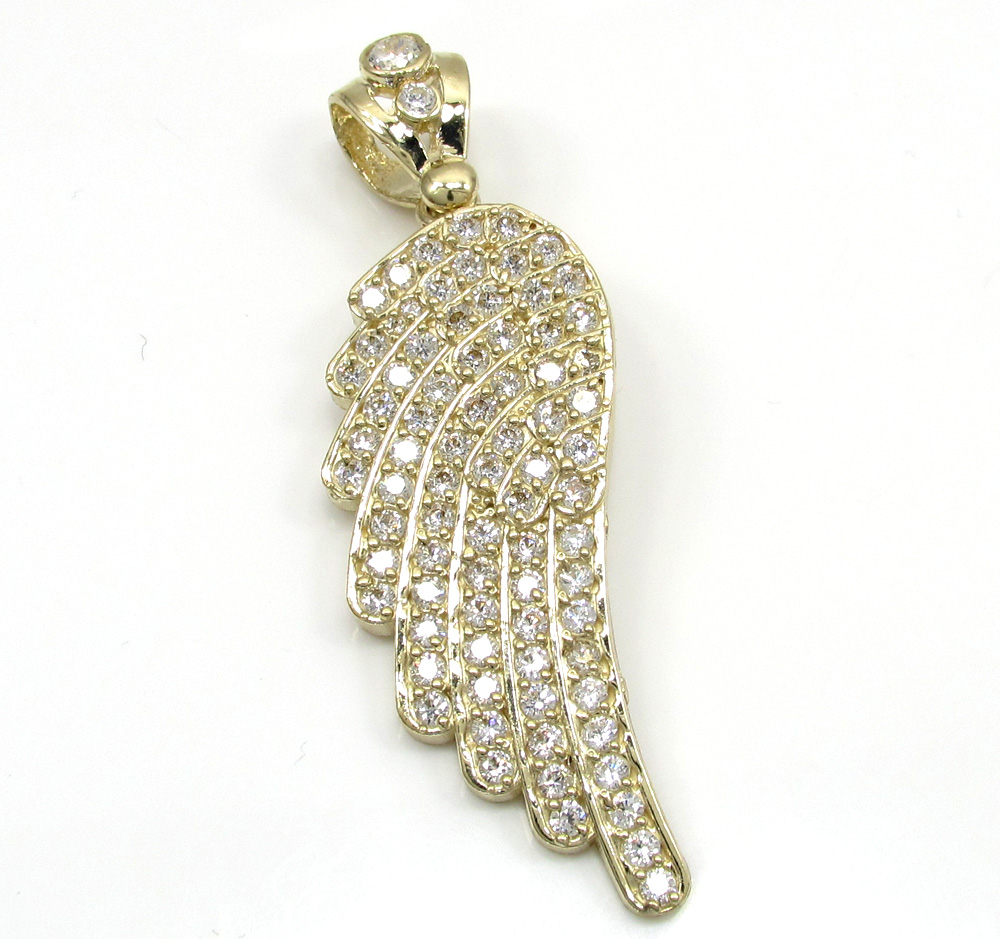 10k yellow gold medium angel wing pendant 1.00ct