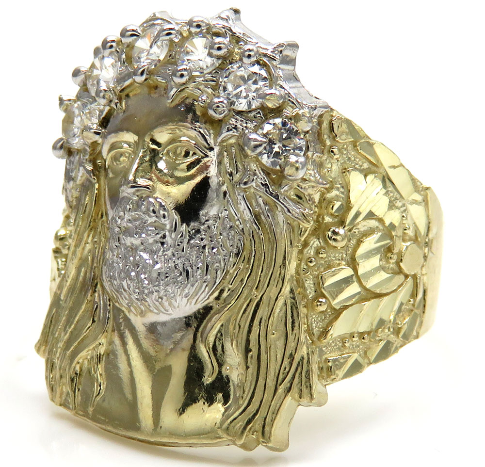 10k yellow gold jesus face ring 4.50 grams