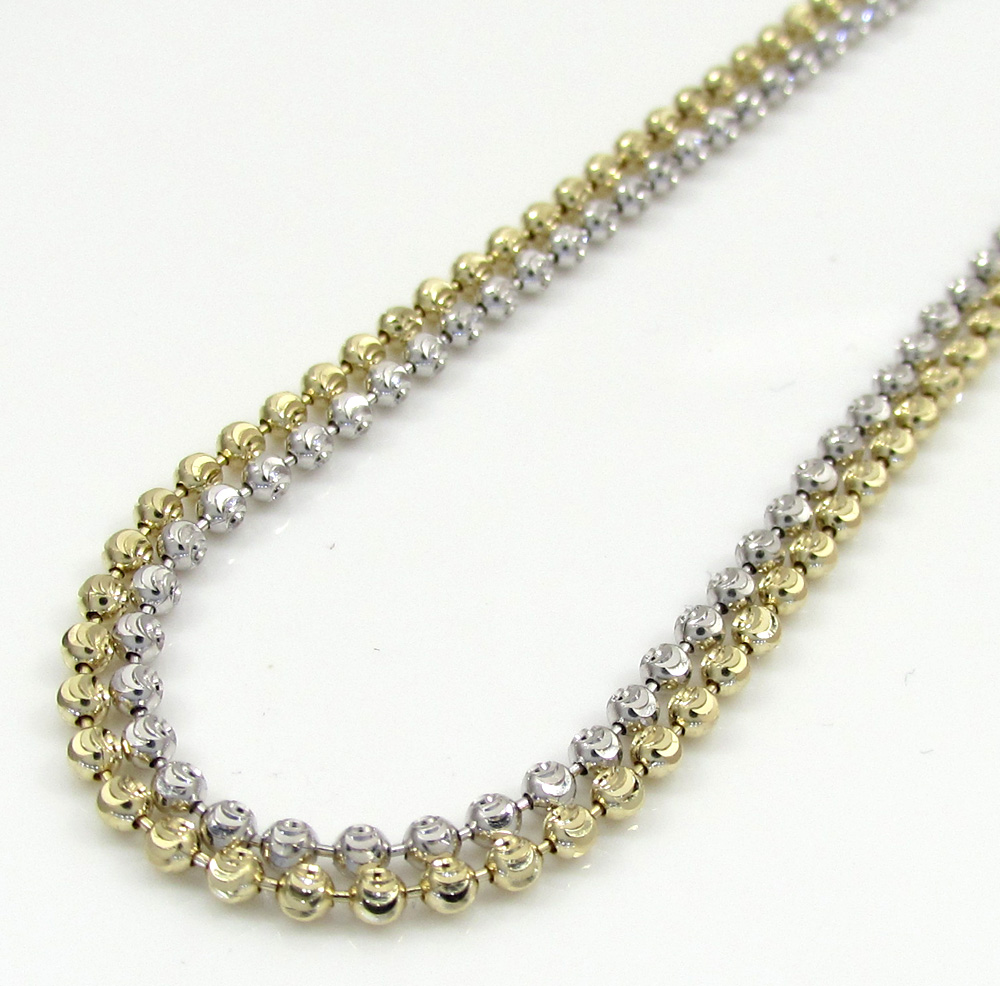 14k gold moon cut bead chain 16-30 inch 1.8mm
