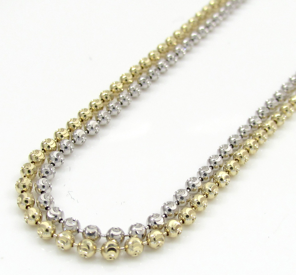 14k gold moon cut bead chain 18-30 inch 2mm