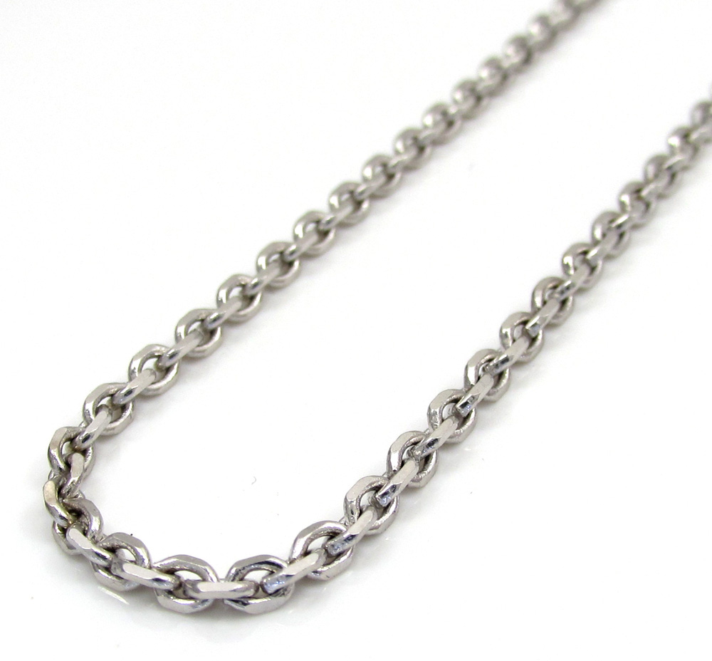 14k white gold cable diamond cut link chain 18-24 inch 2.5mm