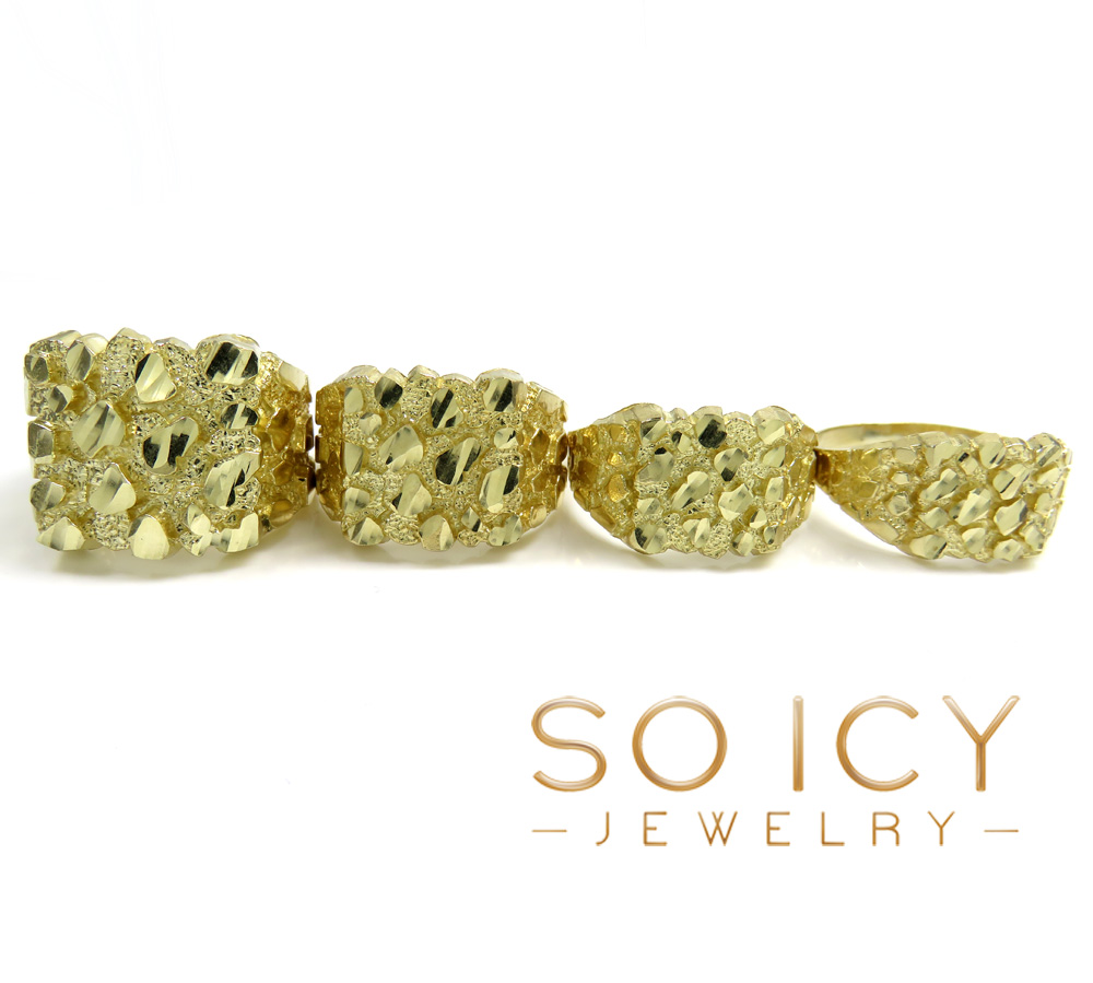 Mens 10k yellow gold small-xl square nugget ring