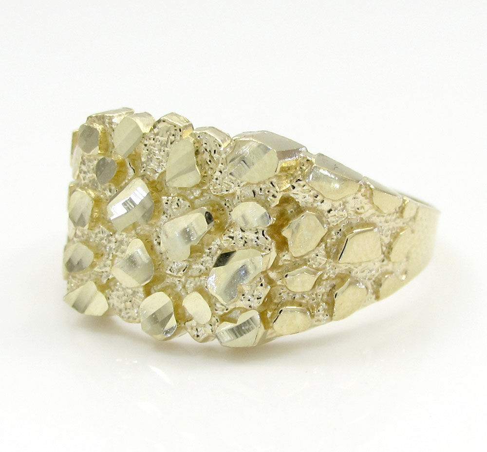 Mens 10k yellow gold small square nugget ring