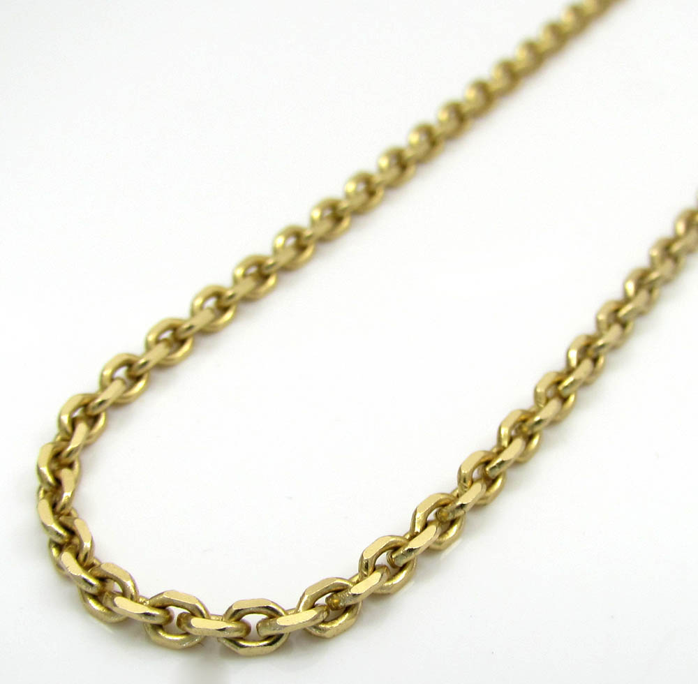 14k yellow gold solid tight link cable chain 22 inch 2.50mm