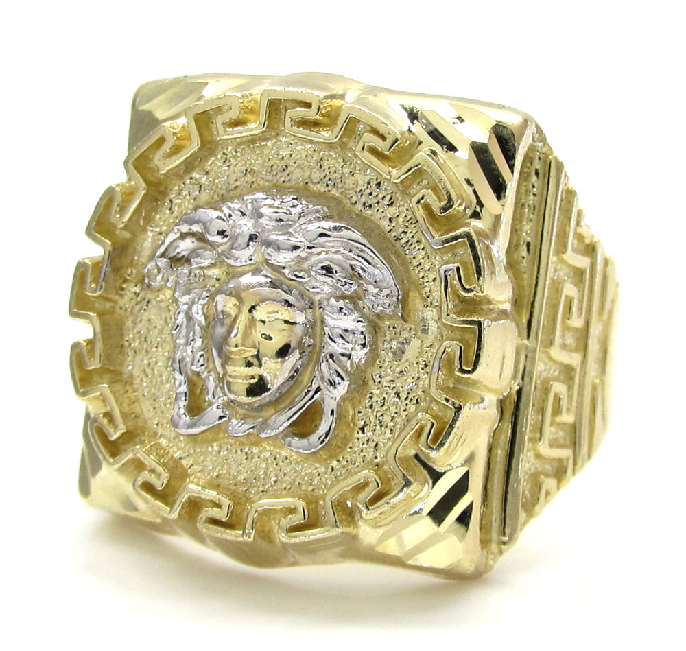10k yellow gold medusa ring 8 gram
